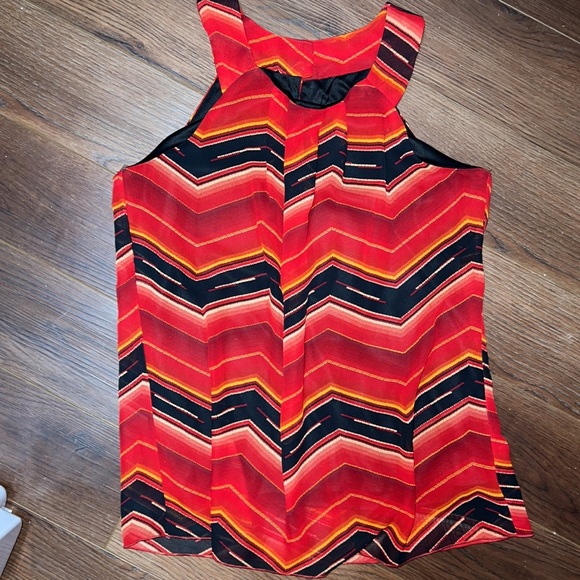 A. Byer sleeveless fully lined blouse size M Red Gold Black orange red - Picture 5 of 8